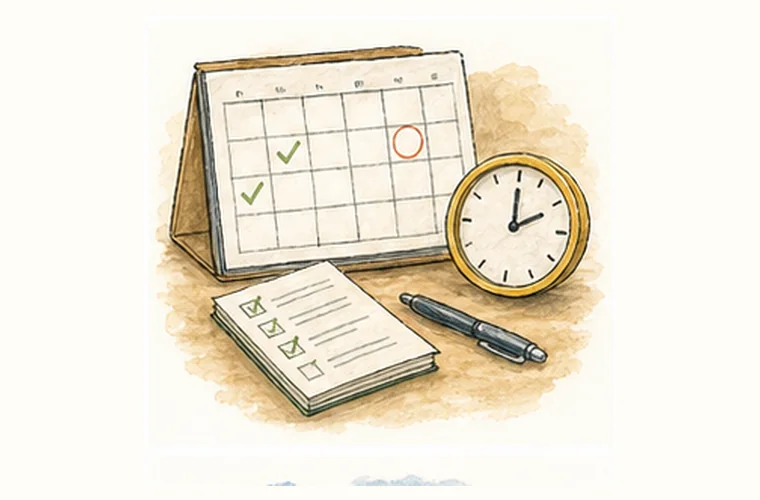 Calendar and clock illustration for flexible driving lesson scheduling
